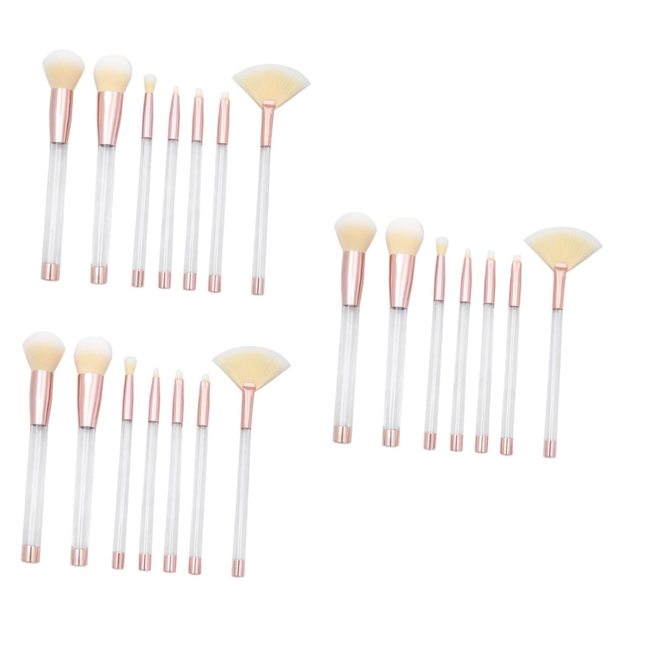 Didiseaon 21pezzi Pennelli Trucco Trasparenti Cristallo Con Manico Vuoto Per Strumenti Cosmetici Con Manico Trasparente Rosa e Setole Bianche Per Uso Quotidiano e Professionale