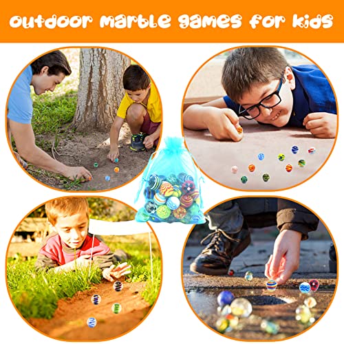 Image of 40 PCS Glass Marbles for Kids, 35 Colorful Assorted Marbles and 5 Glow in The Dark, Marble Run Games Accessories for Boys and Girls, Beautiful Marble Bulk for Home Decoration