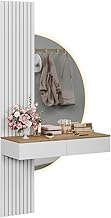 Vicco Melina Dressing Table, White/Oak, 100 cm with LED Mirror