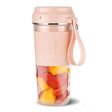 Ubervia Mini smoothie electric fruit juicer, with four stainless steel juicer fruit ade USB charging/travel Sui juicer for making juice, smoothies, shakes (Color : Pink)