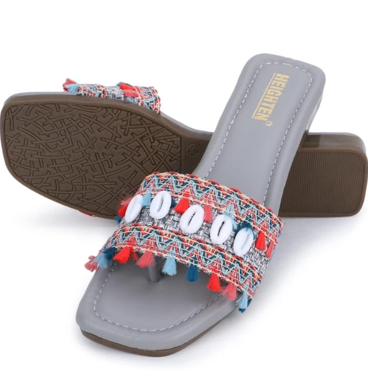 MILAN CHOICE Women Ethnic Embroidered Button Slipper Flats Footwear for Women/Girls Stylish Slippers Sandal For Party and Formal Wear | Flat Embroidered Sandals (Grey, UK Footwear Size System, Adult, Women, Numeric, Narrow, 7) (B0DCGH6Y8T) Amazon Price History, Amazon Price Tracker