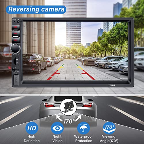 image for hexahedron Double Din Car Stereo with Backup Camera Microphone, 7' Tou