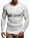Produktbild Leif Nelson Herren dünner Strick-Pullover Rundhals-Ausschnitt Slim Fit Winter Sommer Moderner Männer Winterpullover Wollpullover Langarm Crew Neck Feinstrick LN1605 Ecru-Grau Medium