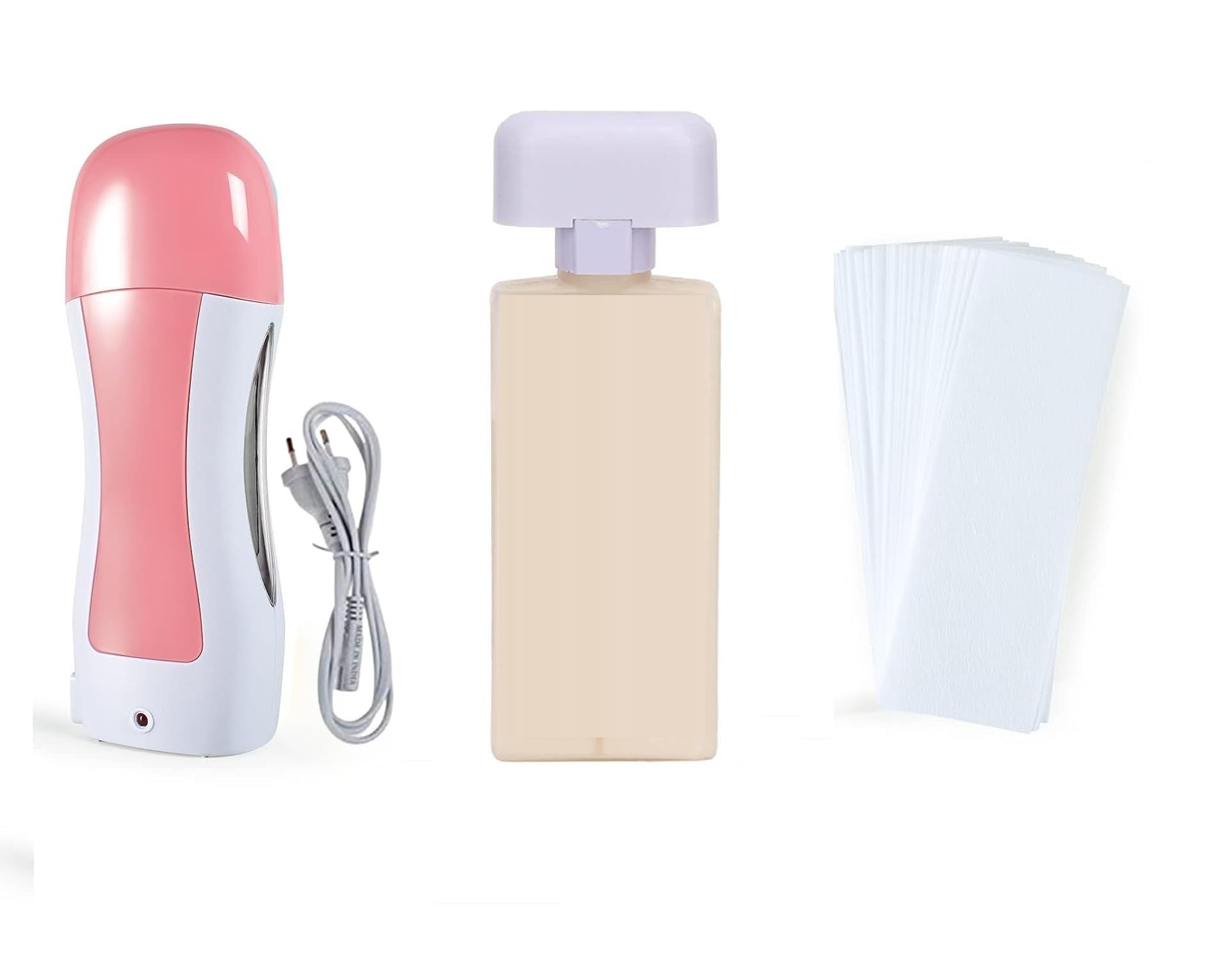 ARUHIU Wax Heater Machine Roll on Wax Hair Removal Wax Kit Wax Heater Wax Refill White Chocolate Cartridge Wax Strips With Wipes Waxing kit for Women Wax(Pack of 3) (wax Roller Heater Machine Combo)