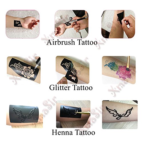 Xmasir 5 Sheets 70Pcs Small Glitter Woman Drawing Tattoo Stencil, Kids Cute Airbrush Stencils & Templates #TOP7