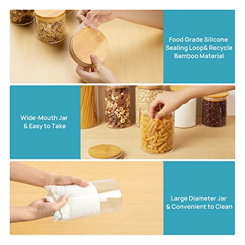 Vtopmart Glass Food Storage Jars, 7 Pack Airtight Food Containers With Bamboo Wooden Lids, Clear Glass Containers For Kitchen, Pantry Organization #TOP3