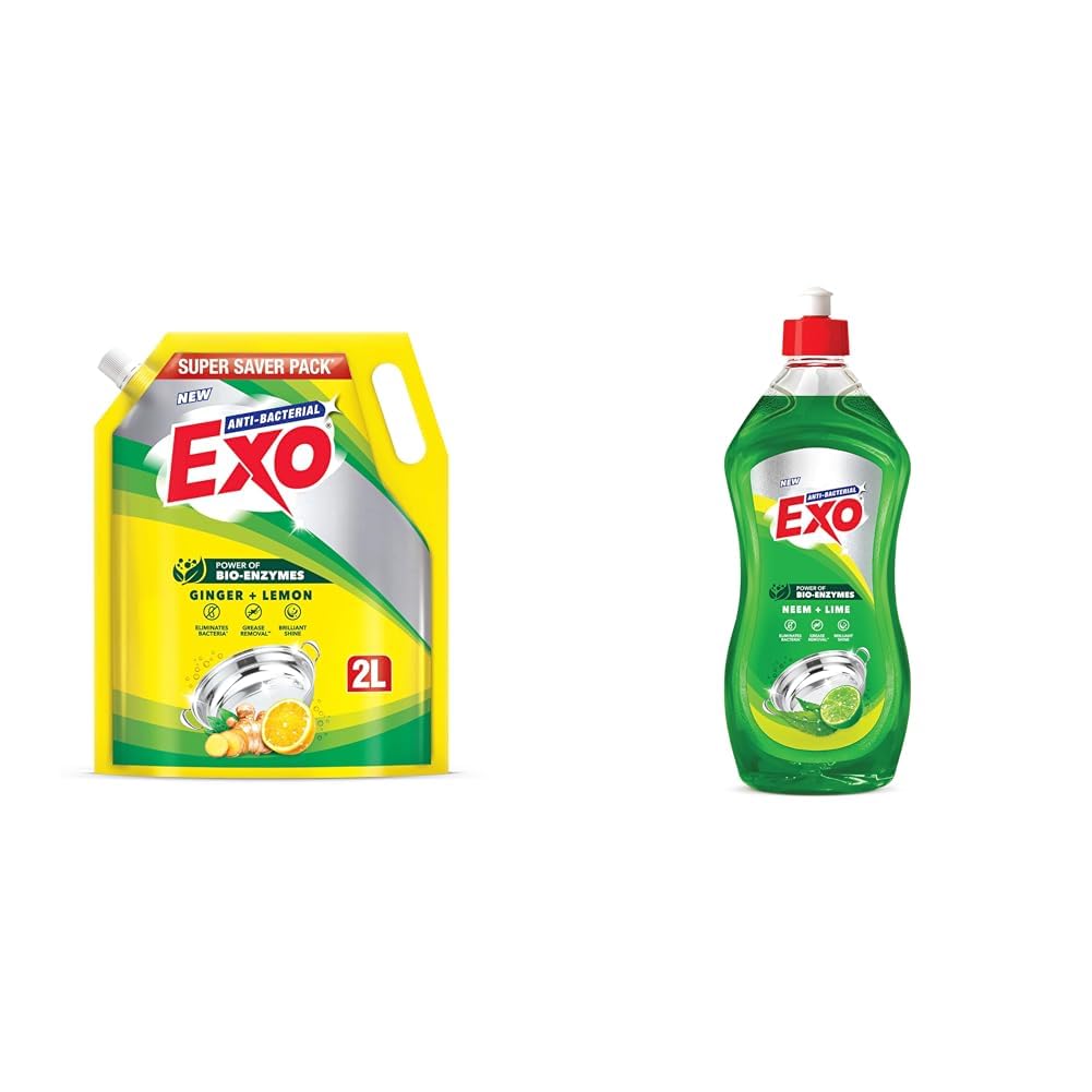 Exo Dishwash Liquid Refill Pack | Ginger & Lemon | Tough Grease Removal for Utensils | Anti-Bacterial Dishwashing Liquid | Bio-Enzyme Liquid Dishwash | No Residue Cleaning - 2L|Exo Dishwash Liquid-image-12