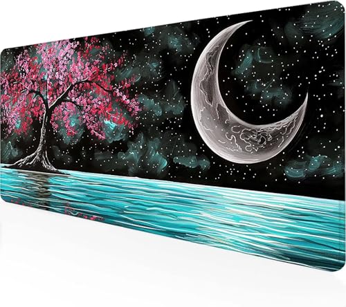 Tapis de Souris XXL Gaming Ciel étoilé Grand Tapis de Souris (1000 x 500 mm), Gaming Accessoire Noir Tapis de Souris Gamer Antidérapante Résistant à l'eau Mouse Pad pour Les Jeux, Bureau, Cadeau G-0