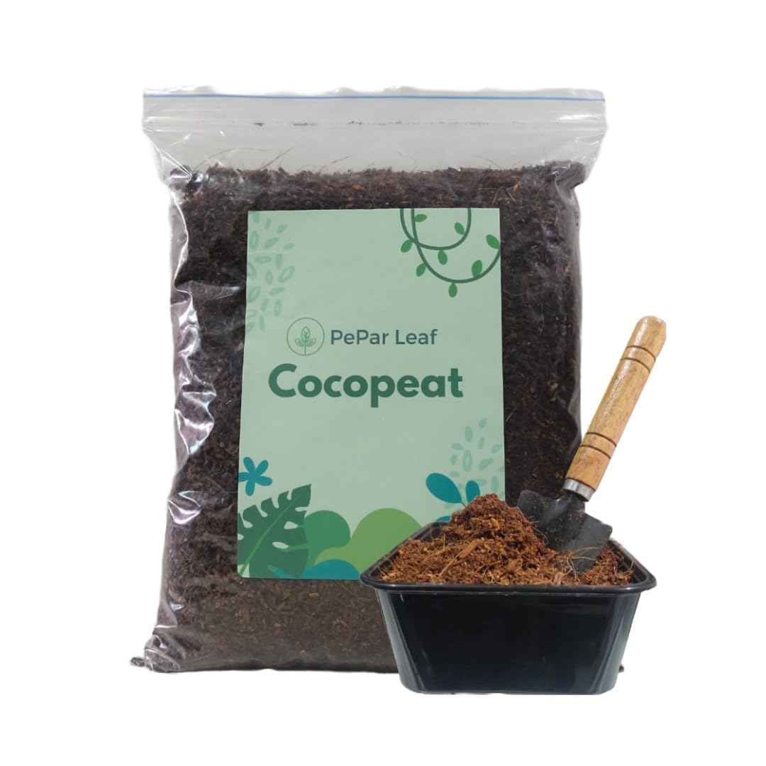 PePar Leaf Cocopeat Ready-to-Use Plant Media Potting Mixture 1 kg of Cocopeat for Plants for Home Gardening: Hydroponic Soil (1) (Loose and Dry)