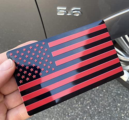 Image of US Black Flag Auto Car Fender Emblem for Cars Trucks Laptop Walls (5 inchx3 inch, Black Red)