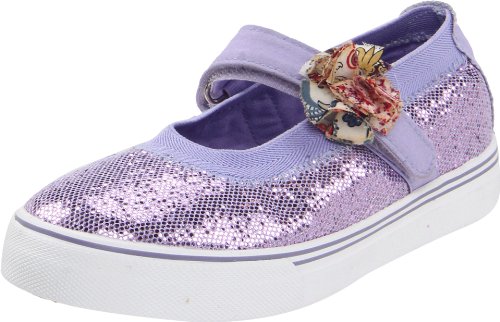 Morgan & Milo Kid's Sparkle Floral Mary Jane Sneaker (Toddler/Little Kid), Violet, 13.5 M US Little Kid