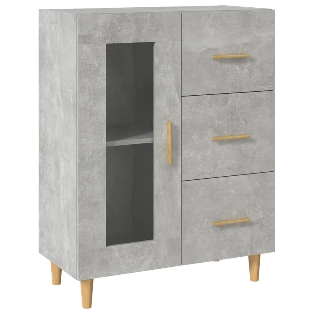 Credenza Grigio Cemento 69,5x34x90 cm con Anta in Vetro