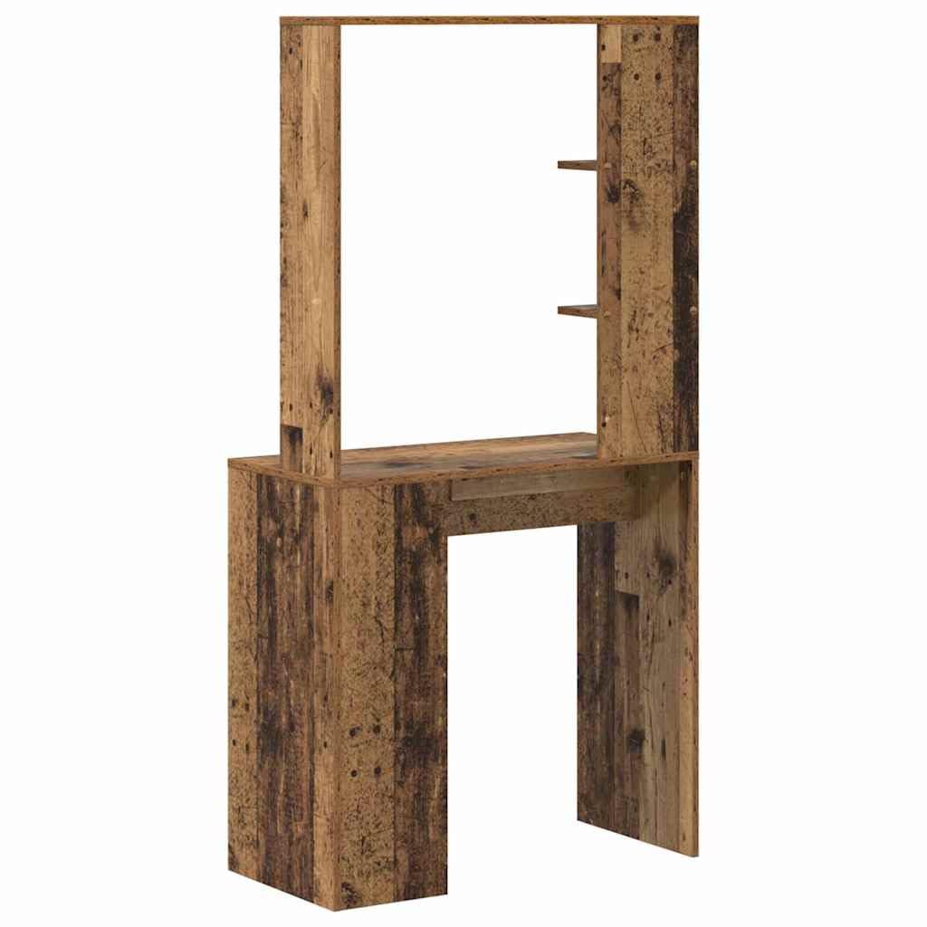 Escritorio de madera recuperada 78,5 x 37 x 154,5 cm con placa de madera para la oficina en casa y el estudio