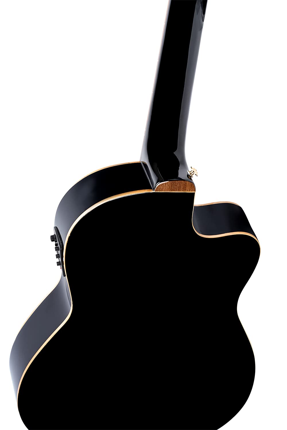 Ortega RCE138-T4BK-L - Chitarra da Concerto per Mancini, con Cutaway, Cassa Thinline (4/4), Custodia e Fascia, Colore: Nero