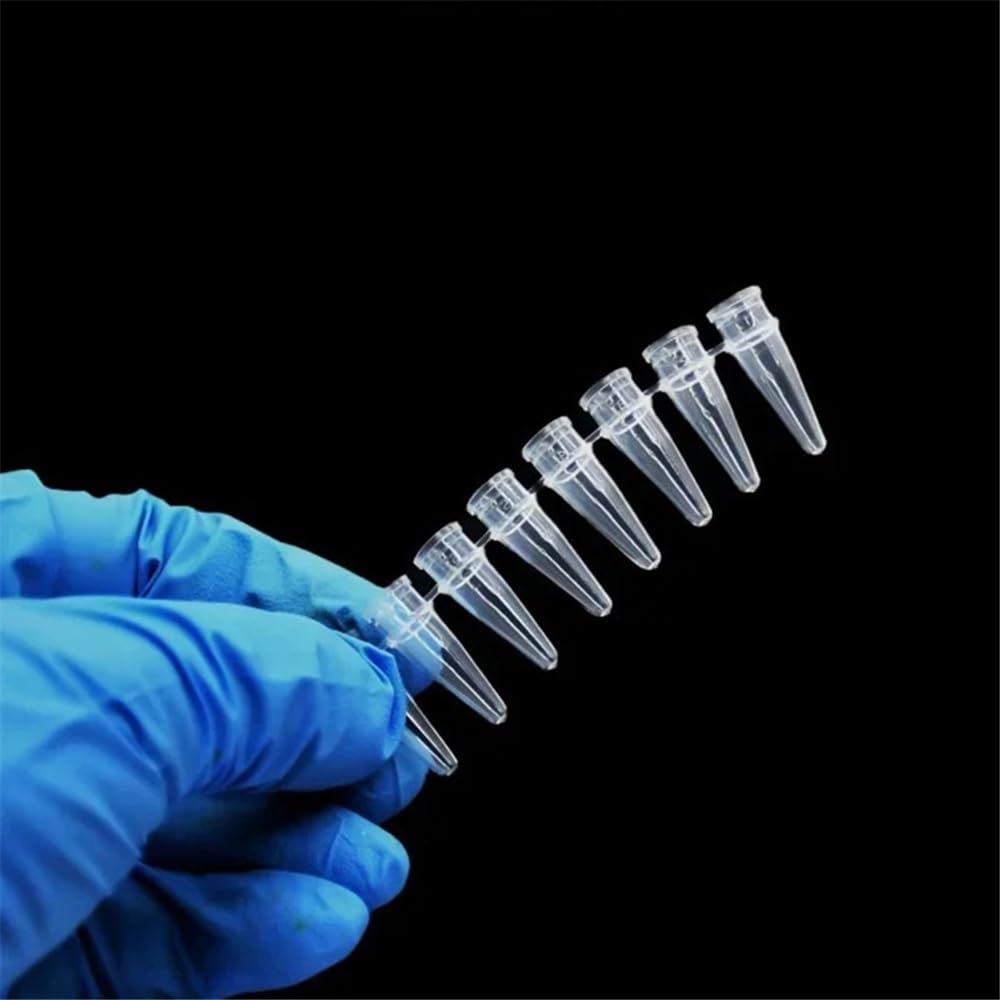 Instrumentos y Equipos de Laboratorio 200 piezas (8/fila) Tubos de tira de 0,2 ml 8 - Tiras de tubo de centrífuga con tapa Tubo de plástico for experimento(Caps and Tubes)