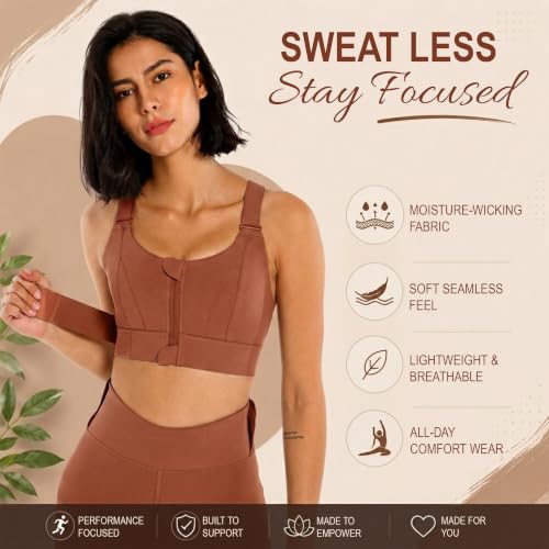 Image of Shoppy Villa - high Impact Sports Bra for Heavy Breast Full Coverage | Gym Bras for Women Workout | Yoga Bra,with Front Zipper Seamless Bra Push up Bras for Women | Black | 2X-Large