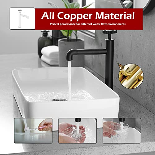 Bwe Black Bathroom Faucet Vessel Sink Faucet Industrial Pipe Style Commercial Vanity Faucet For Bath Laundry Utility Bar Sink With Pop Up Drain Assembly And Supply Line #TOP3