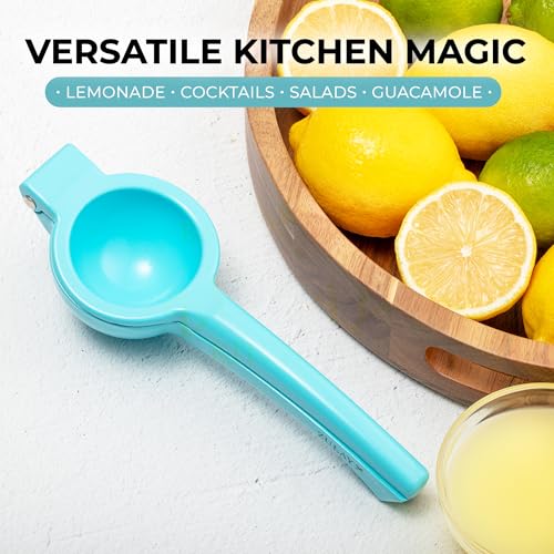 Image of Zulay Premium Quality Metal Lemon Squeezer, Citrus Juicer, Manual Press for Extracting the Most Juice Possible - Light Blue