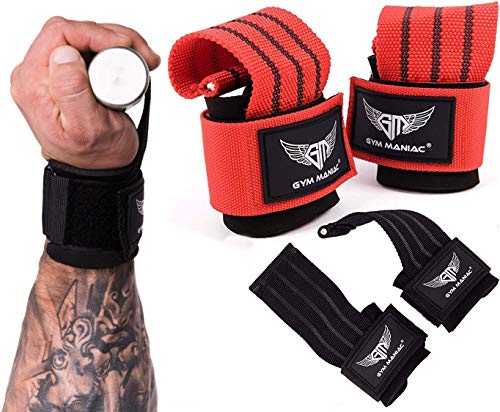 Gym Maniac GM Lifting Straps Wrist Protector for Weightlifting Bodybuilding Powerlifting Strength Training Men & Women (Black)