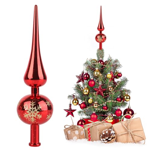 Christbaumspitze Rot, Weihnachtsbaumspitze, Tannenbaum Spitze Rot für...