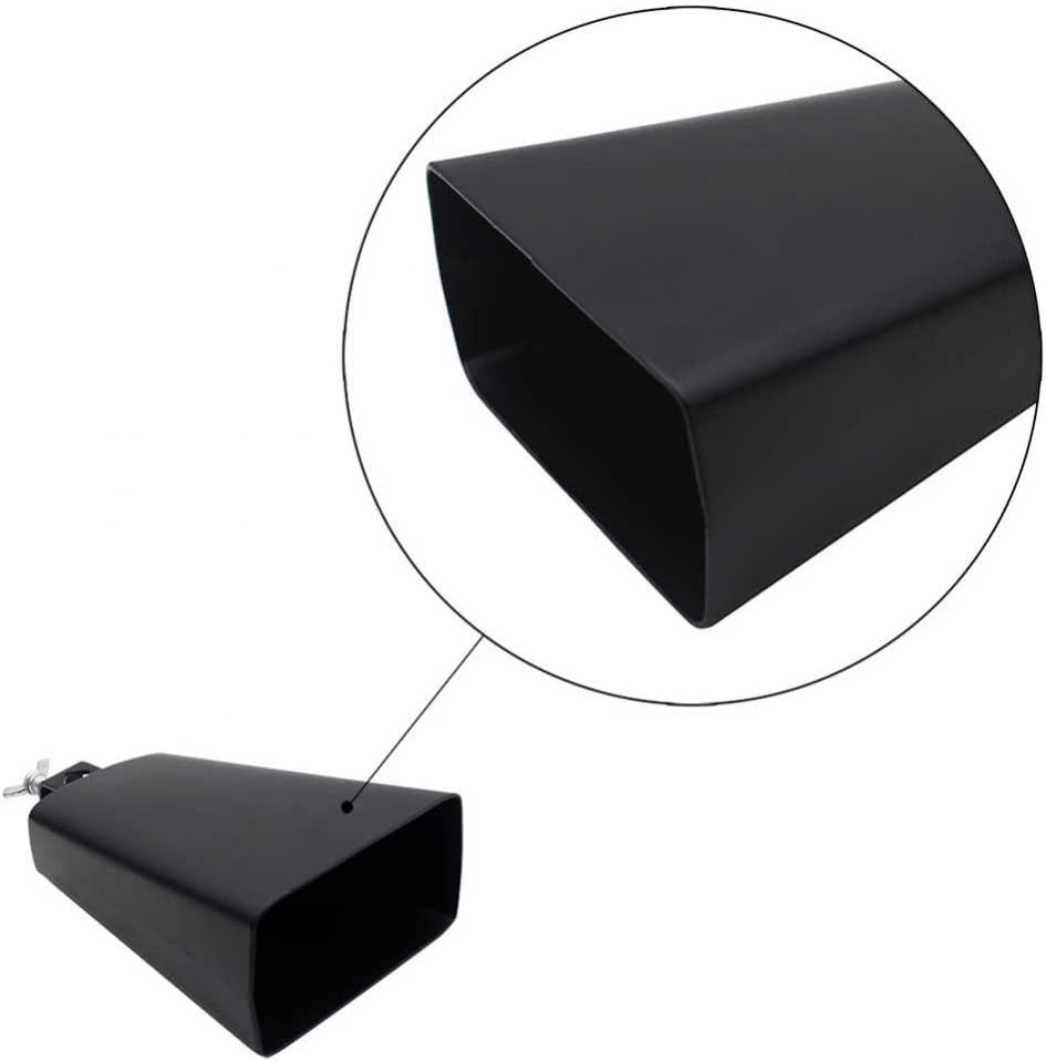 Cowbell Drum Cencerro,Plastic Cow Bell,Latin Percussion Cowbell 6 Inch Metal Cowbell Noise Maker with Handle for Drumset Kit Percussion Come with Stick Black Cow Bells Cowbell Drum Musical Cow Bell