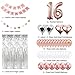 16th Birthday Decorations Banner Balloon, Happy Birthday Banner, 16th Rose Gold Number Balloons, Number 16 Birthday Balloons, 16 Years Old Birthday Decoration Supplies Sweet Sixteen Decorations