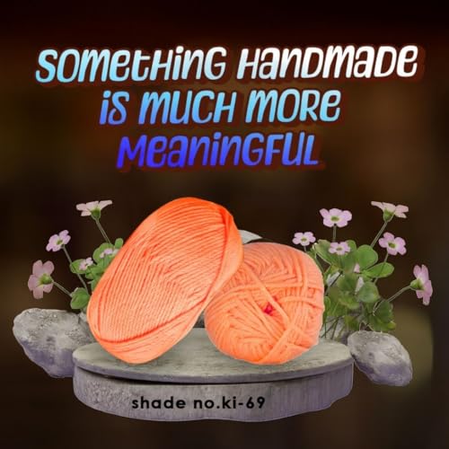 Image of VCR Pinkish Peach Yarn, 100 Grams Hank, 190 Meters Length, Acrylic Ball for Crochet and Knitting, Soft Crosia Threads, Pack of 1 Yarn, Suitable for DIY Crafts