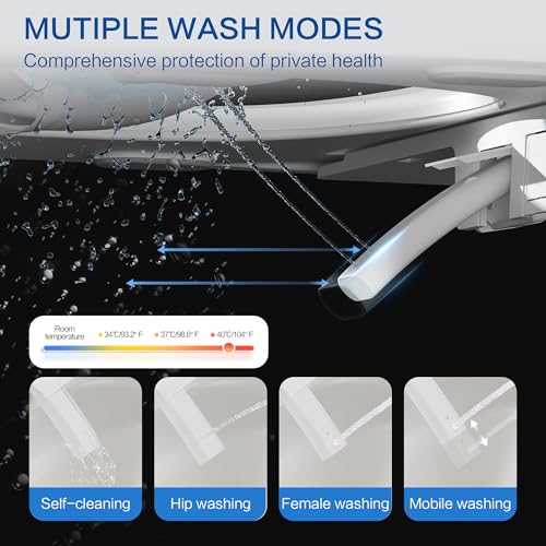 Smart Toilet with Built-In Bidet, Heated Seat, Dual Auto Flush, Warm Water & Dry Function, Tankless Design, Foot Sensor, Modern Elongated Electric, LED Display, 1000g MAP Flush, 1.28GPF - Thumbnail 3