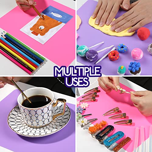 Image of LEOBRO Silicone Mat, Silicone Mats for Crafts, 2pcs Silicone Mat for Jewelry Resin Molds, Silicone Mats for UV Resin Molds, DIY Art Crafts, Hot Pink & Light Purple, 11.69 inch x 8.26 inch (Pack of 2)