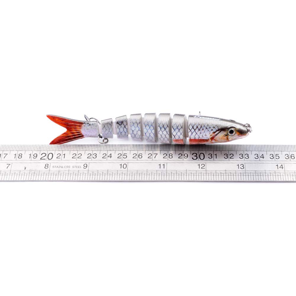 10 Stück Kunstköder, Multi Joint Wobbler Swimbait Jerkbait Barsch Köder Angelgerät zum Angeln Raubfisch mit 2 Drillingshaken, Gummifisch für Hecht Barsch Zander Angelköder (G 10PCS)