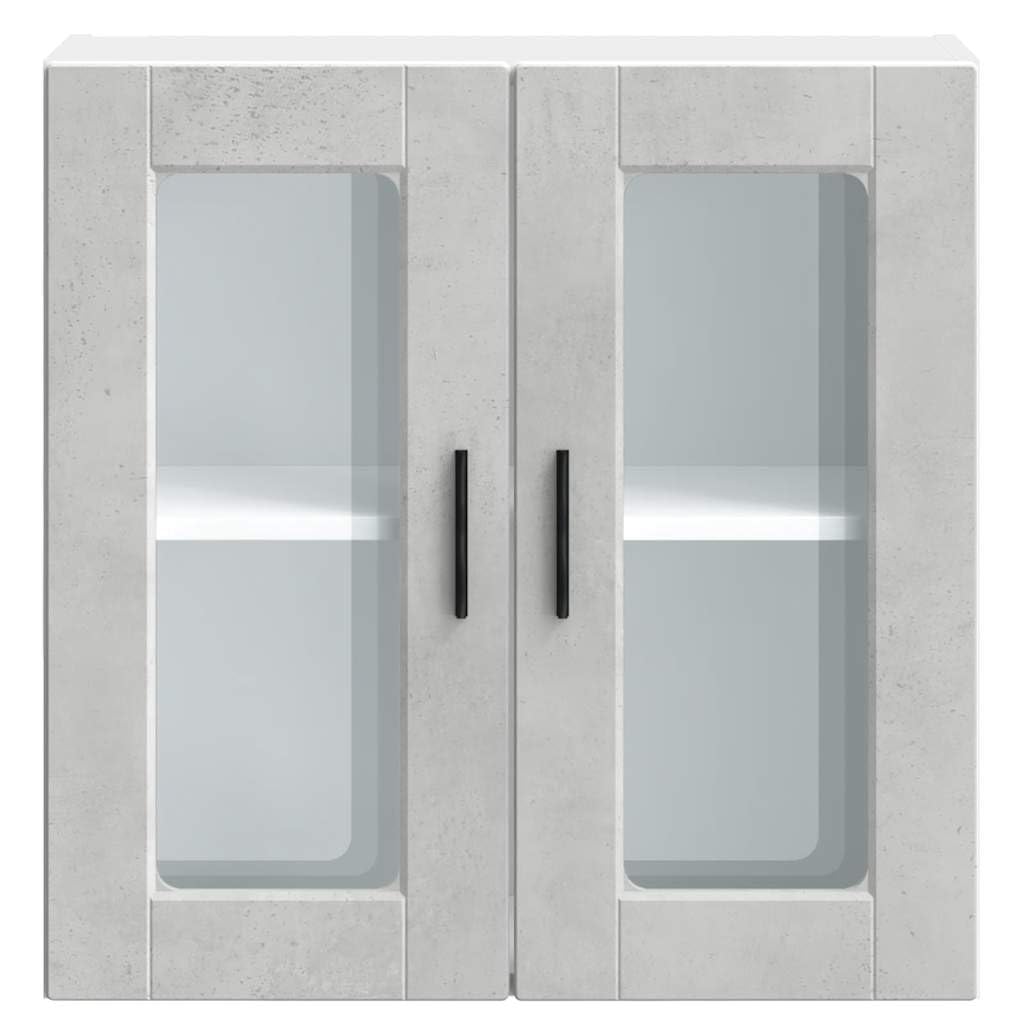Pensile da Cucina Grigio Cemento 60x31x60 cm con Anta in Vetro | Mobiletto sospeso salvaspazio per la cucina e zona pranzo, ideale per organizzare stoviglie e piccoli elettrodomestici.