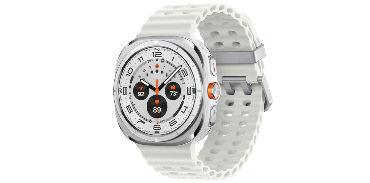 Samsung Galaxy Watch Ultra (2025) Titanium White, LTE, Reloj Inteligente de 47 mm, Carcasa de Titanio Duradera, diseño de cojín, botón rápido, monitoreo de Salud Alimentado por Al-Powered (versión de