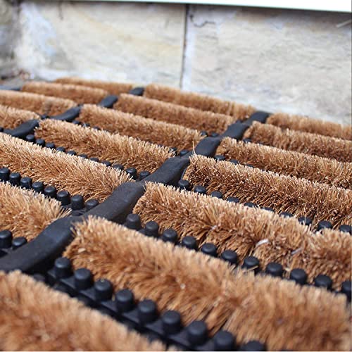 LSC Tuff Scrape Door Mat Heavy Duty Outdoor Doormats Removes Grass, Mud and Dirt 100% Natural Coir Bristle with Rubber Backing Machine Washable Non-Slip Doormats Large (nbs Pack of 2, 40 x 60 cm)