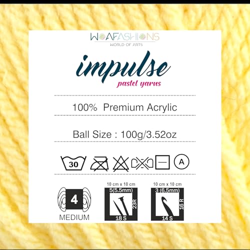 Image of WOAFashions Impulse Hand Knitting & Crochet Yarn, Premium Acrylic, 4 : Medium (Corn Field) (100gms / 3.5oz / 200mtr / 218yds)