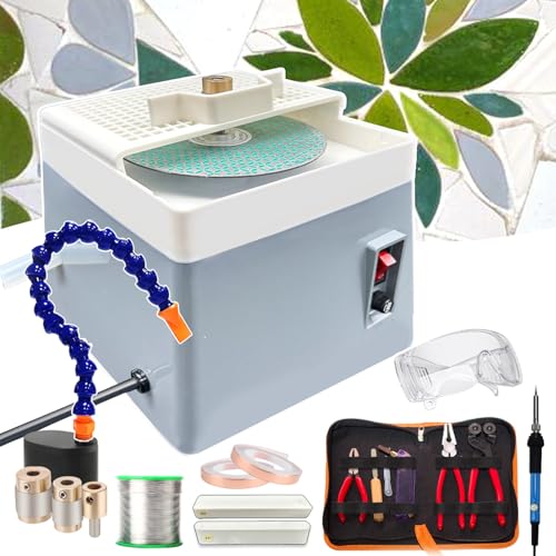 SICWEDIM 20pcs Professional Stained Glass Crafting Tool Set with Stained Glass Grinder for Grinding Multi Angles&Curves &Glass Cutting Kit&Soldering Iron Kit