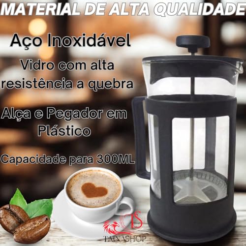 Cafeteira Prensa Francesa 600ml, Vidro Temperado e Aço Inox, Design Moderno, Preparo de Café e Chá.C