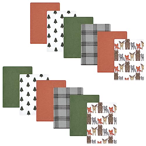 Image of Hudson Baby Unisex Baby Cotton Flannel Burp Cloths Bundle, Wild Forest, One Size