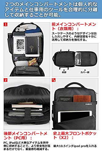 Image of Inateck 40L Travel Backpack, Business Backpack, Large Capacity, 3-Way Backpack, Carry-On Capacity, Business Trips, Lightweight, Anti-Theft, Water Repellent, 15.6-17 Inch PC Bag, Unisex, Commuting to