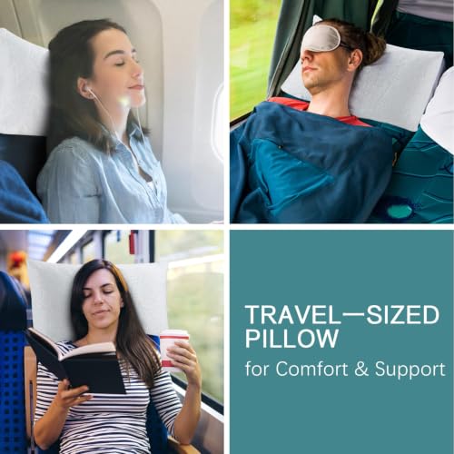 Image of BETU Cooling Small Pillow for Travel & Camping, Adjustable Soft Support Pillow for Backpacking, Hiking Gear, Airplane, Breathable Shredded Memory Foam Pillows for Sleeping with Washable Cover