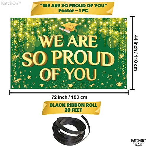 Image of KatchOn, We are So Proud of You Banner - XtraLarge 72x44 Inch | Graduation Backdrop Green and Gold for 2026 Grad Party Decorations | Congratulations Banner Graduation Decorations 2026 grad decorations