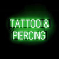 Vista 24 de SpellBrite Letrero de tatuaje y perforación para salones de tatuajes Señales relacionadas con tatuajes y piercings con aspecto de neón, luz LED