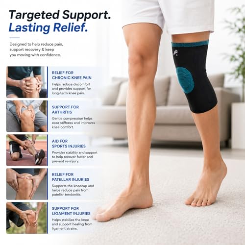 Image of Flamingo Flexi Hinged Knee Sleeve (With Silicone Patella Ring) Functional Knee Support Sleeve for Men & Women Ligament Tear, Sports, Running | Size - XXL |