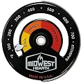 Midwest Hearth Wood Stove Thermometer - Magnetic Chimney Pipe Meter (Made in USA)