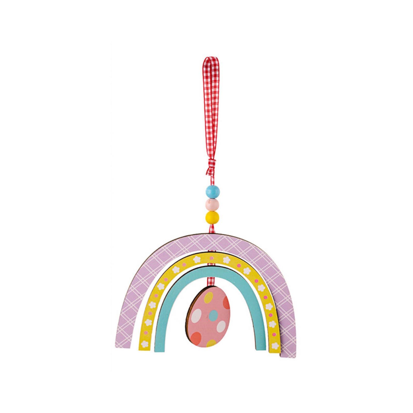 Elnwnnkc Egg Rainbow Bead Door Hanging Wood Dwarfs Easter Sign Pendant Happy Easter Decoration Craft Supplies Hanging Ornaments For Outside