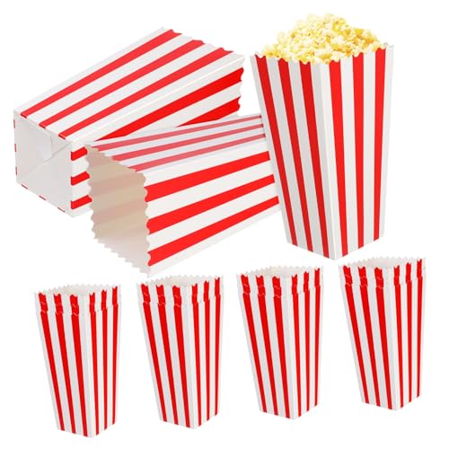 Alipis 15pcs Popcorn Boxes Striped Paper Snack Cups Party Popcorn Containers White