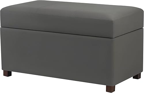 Miniatura 12 de Homebeez Banco de almacenamiento de piel sintética de 34.6 pulgadas, reposapiés otomano copetudo con tapa con bisagras fácil de abrir para sala de