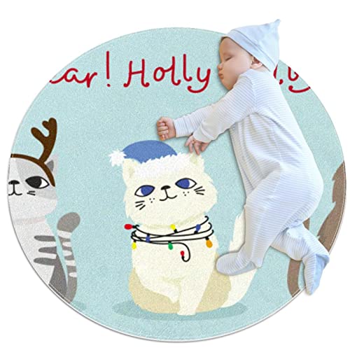 Chats mignons tapis ronds isolant thermique doux pour chambre d'enfant - 2