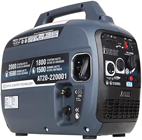 A-ITECH 2000 Watt Portable Inverter Generator Dual Fuel Gas & Propane Powered Super Quiet Operation for Home or Outdoor, Lightweight, RV Ready, California CARB Compliant