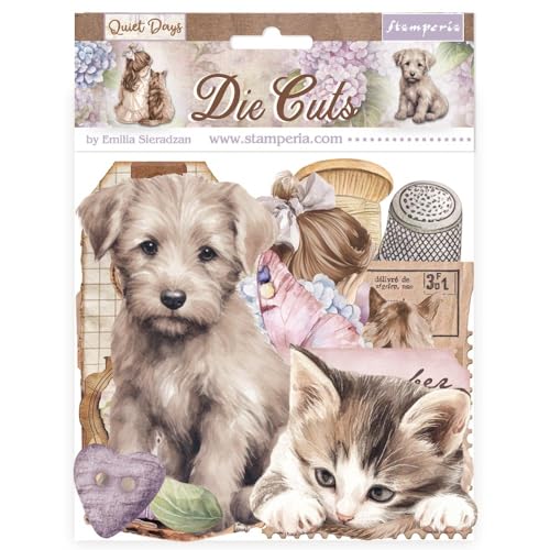 Stamperia - Die Cuts for Scrapbooks, Albums, Cards, Bullet Journals and More, Laser Cut Cardboard Shapes, Easy to Glue, Perfect for Hobbies, Crafts, and Gifting (Quiet Days) (Assorted)
