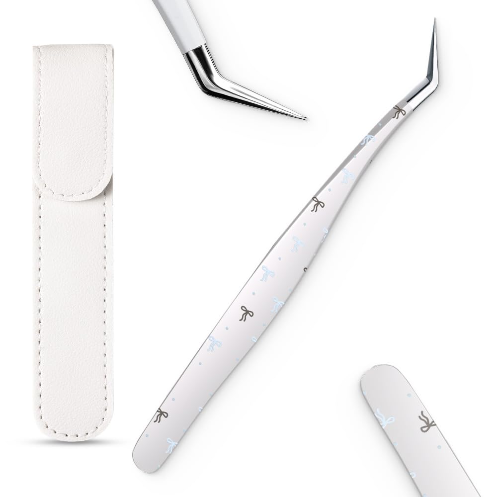 Craft Tweezers, Precision Tweezer with Leather Pouch for Stickers